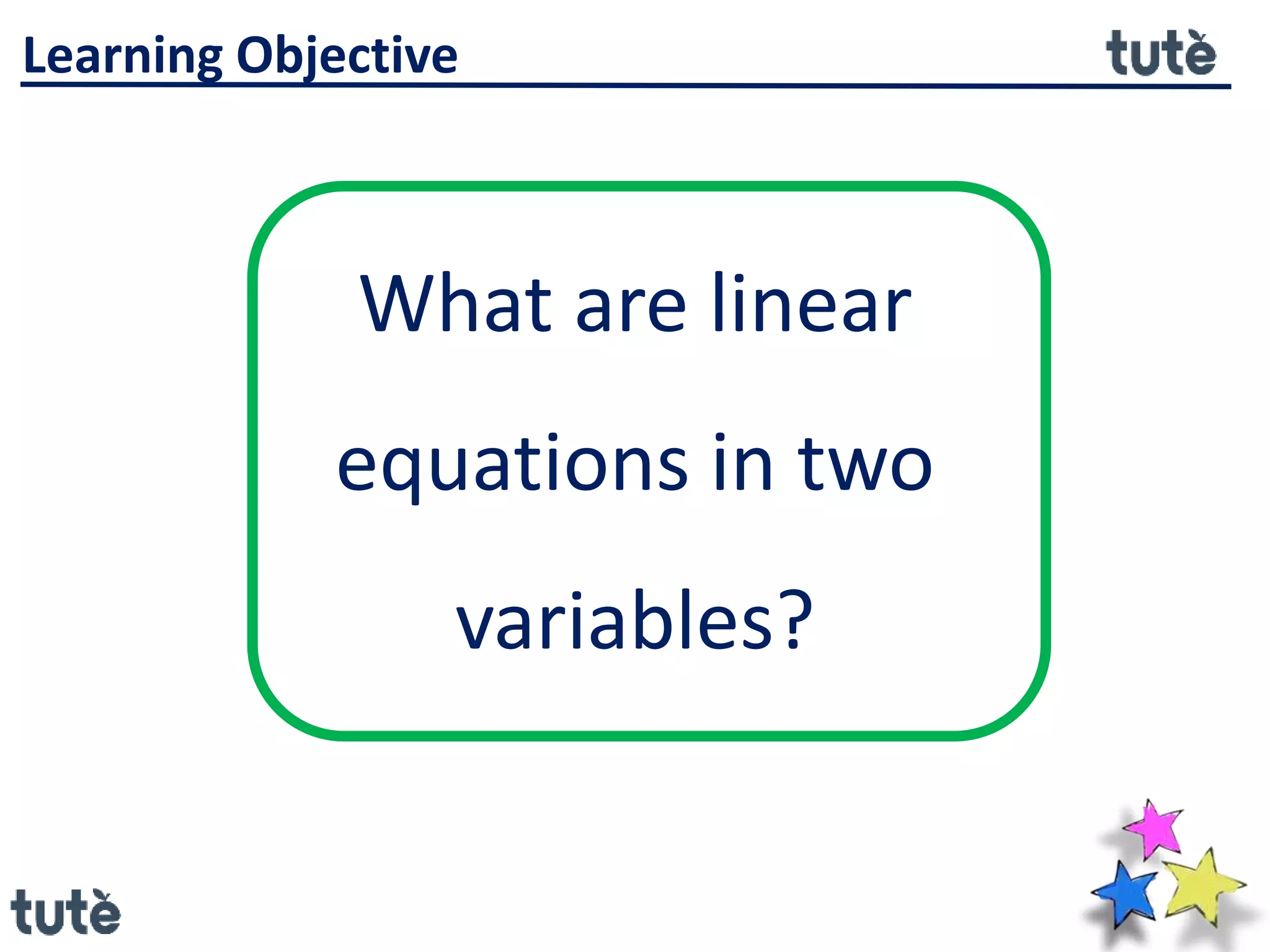 1. linear equations in two variables introduction, solution and ...