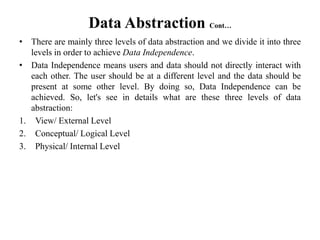 data abstraction in DBMS | PPT