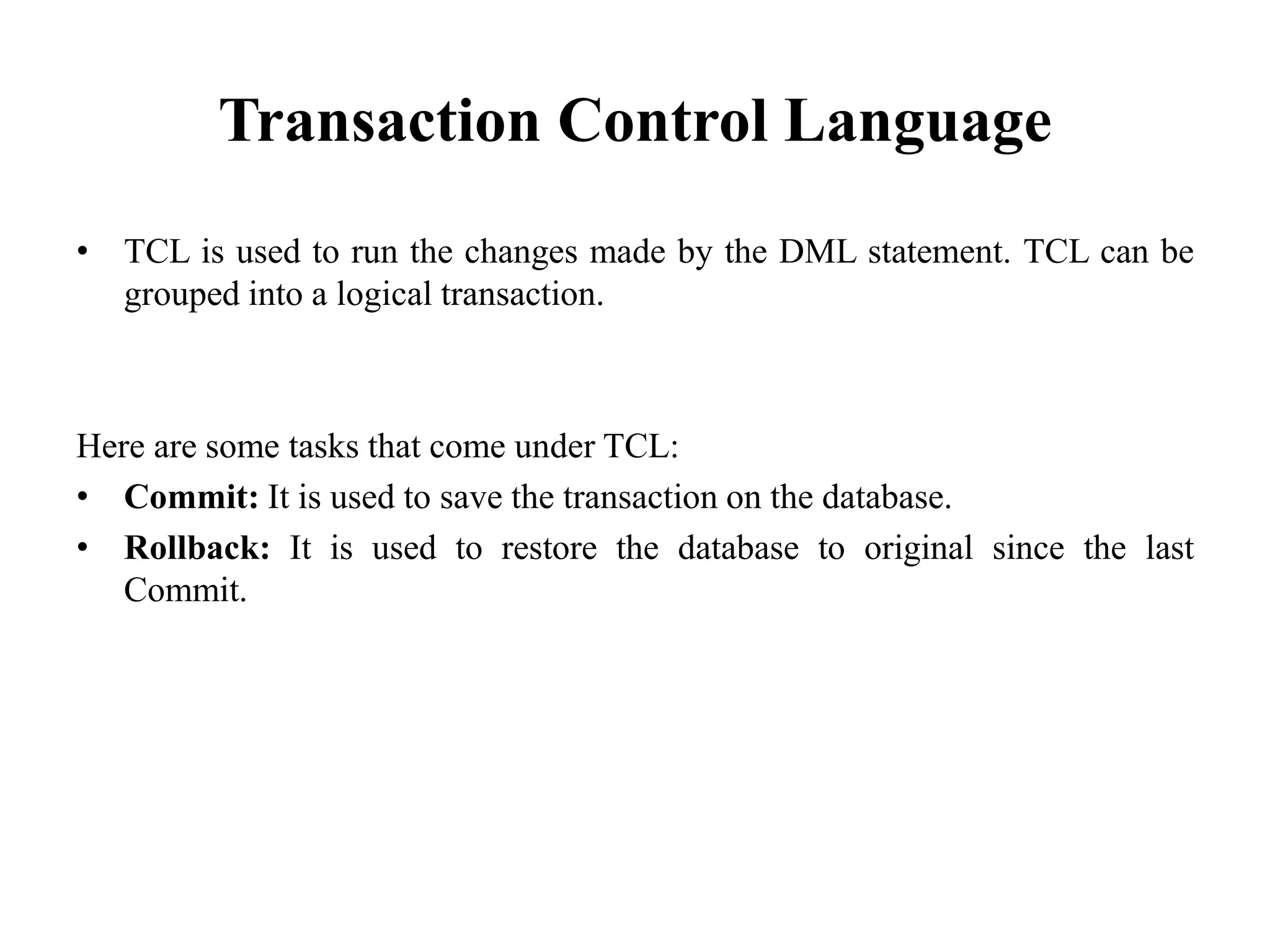 DBMS languages/ Types of SQL Commands | PPTX