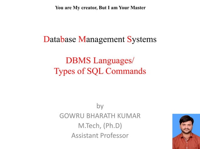 DBMS languages/ Types of SQL Commands
