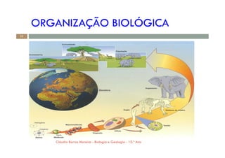ORGANIZAÇÃO BIOLÓGICA
L%
11
! "#$%
&$' ' ( )*%
+
, - - . - +
%
Cláudia Barros Moreira - Biologia e Geologia - 10.º Ano
 