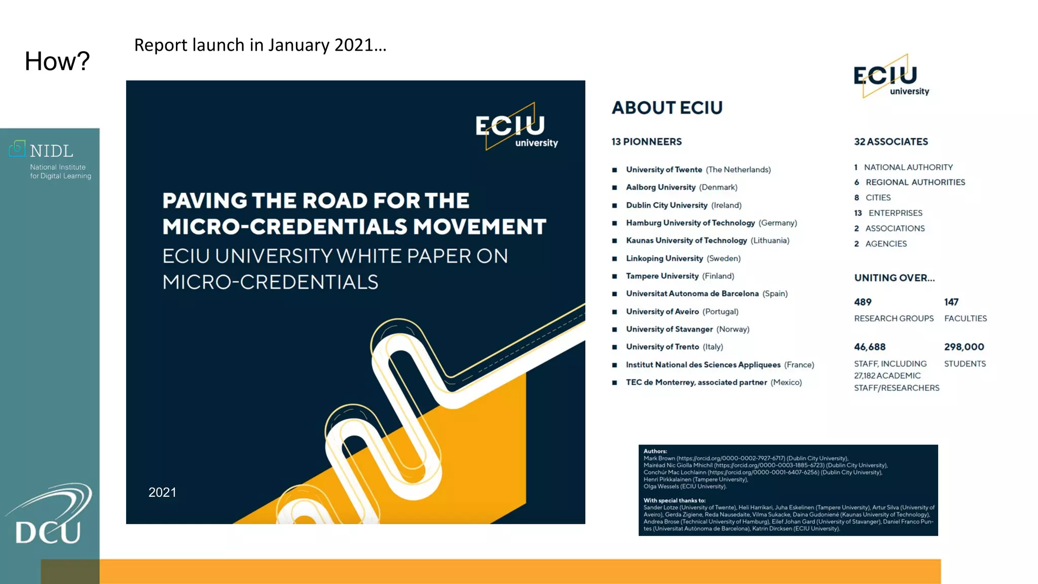 2021
Report launch in January 2021…
How?
 