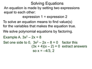 1 3 Solving Equations Y