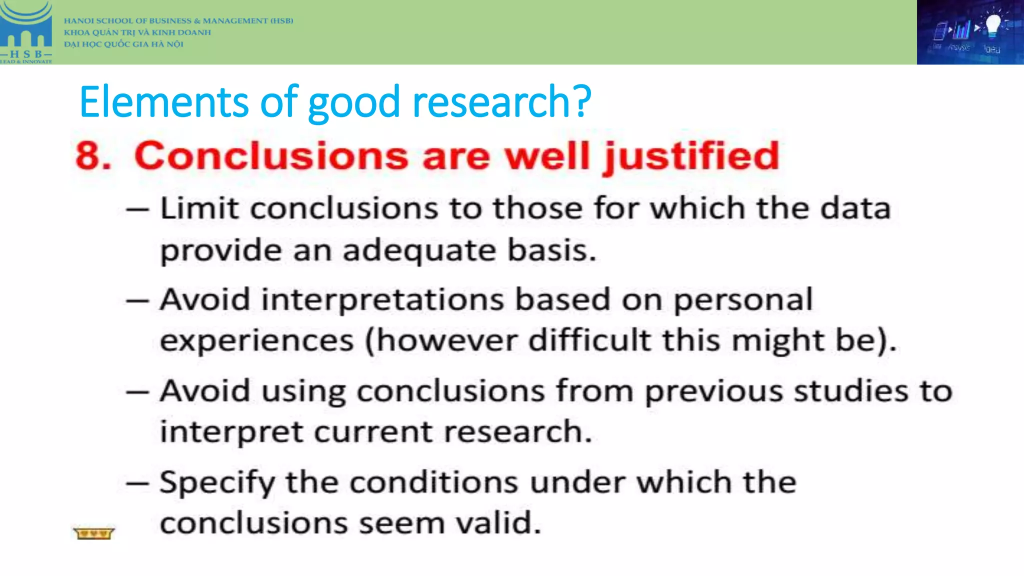 Elements of good research?
 