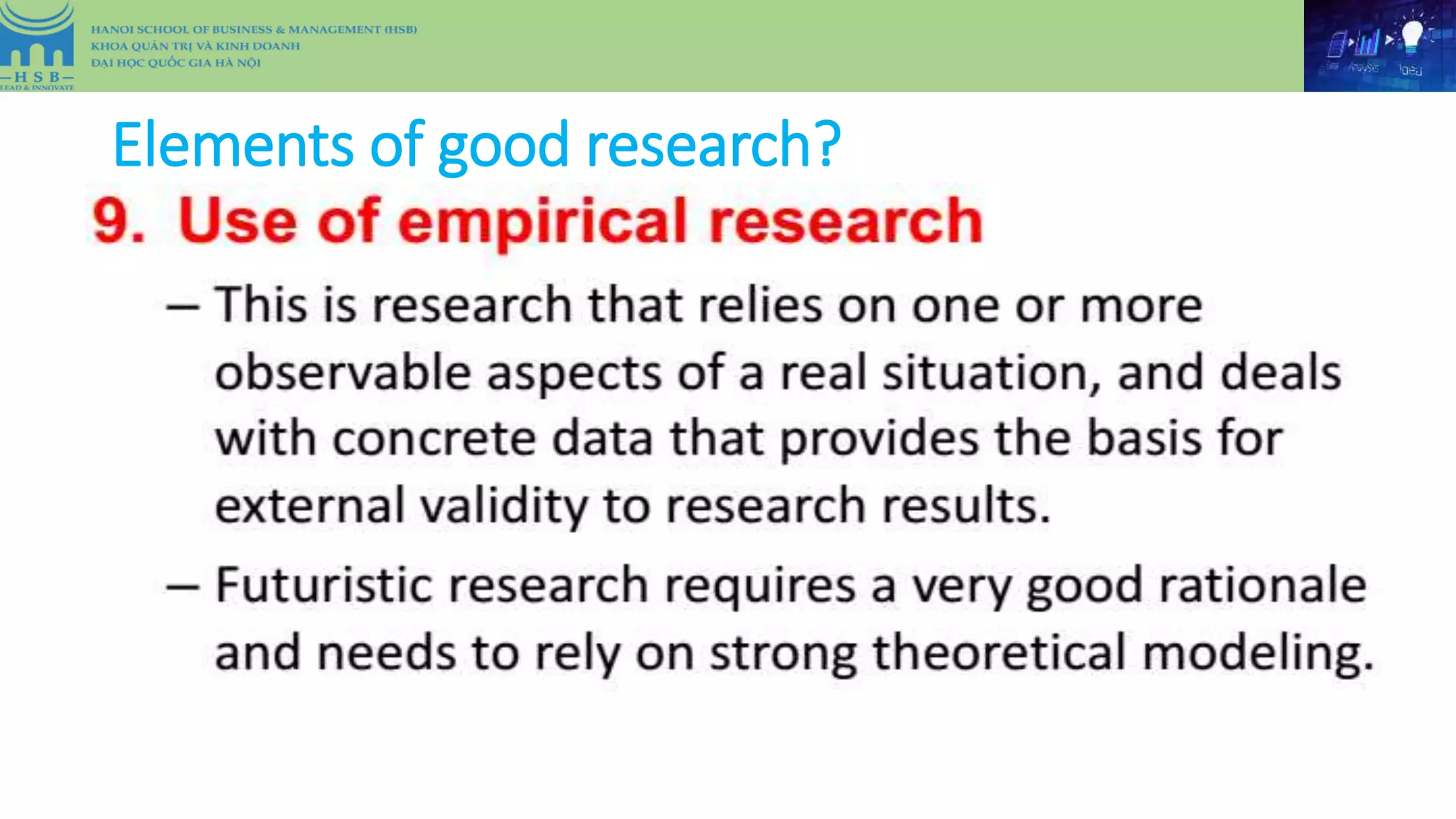 Elements of good research?
 