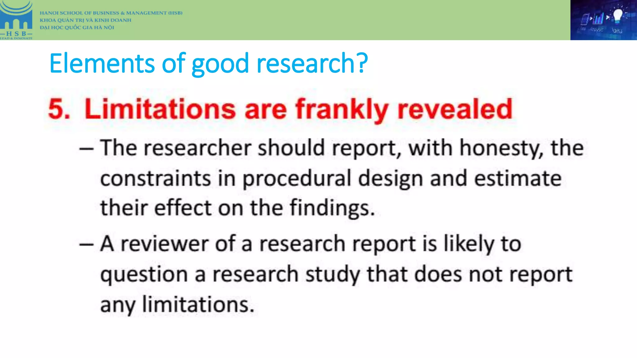 Elements of good research?
 
