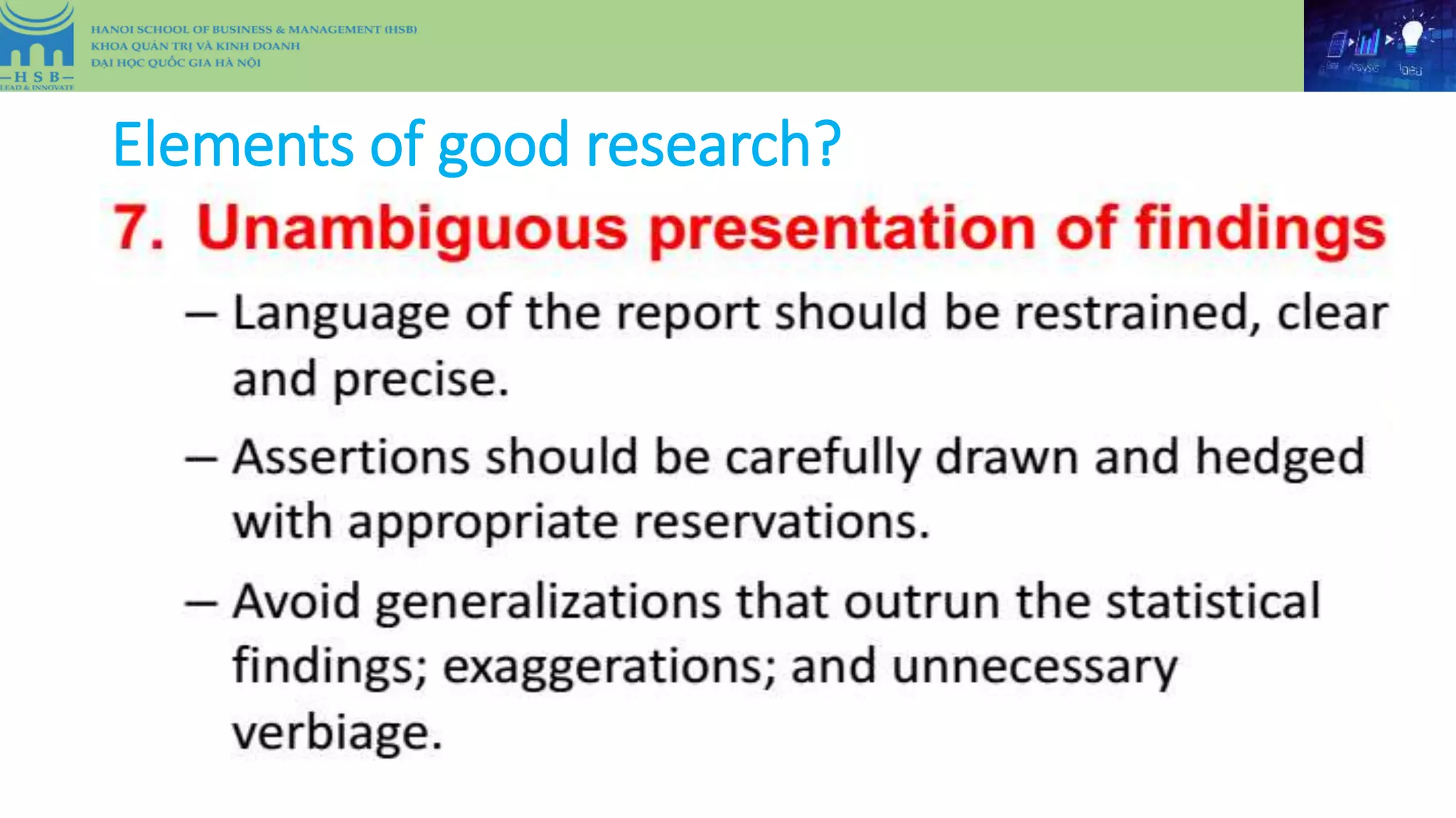 Elements of good research?
 