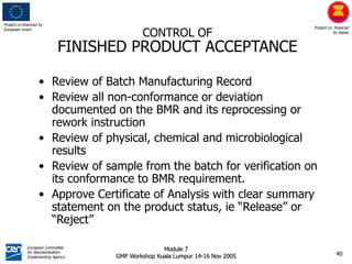 Conformance Testing Eu Module 1.0 gmp quality control_module | PPT