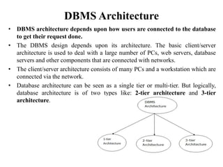 Structure of a DBMS/Architecture of a DBMS | PPT