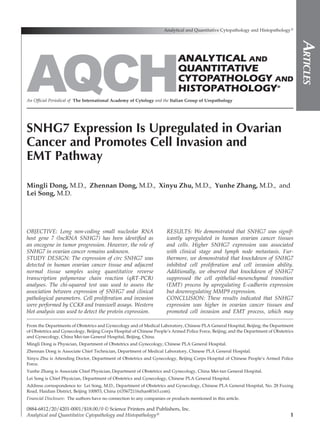 SNHG7 Expression Is Upregulated in Ovarian Cancer and Promotes Cell ...
