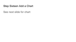 Step Sixteen Add a Chart
See next slide for chart
 