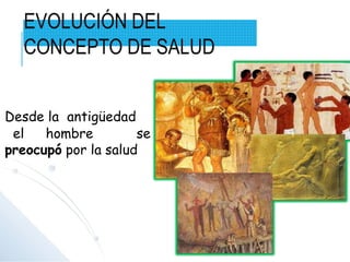 Desde la antigüedad
el hombre se
preocupó por la salud
EVOLUCIÓN DEL
CONCEPTO DE SALUD
 