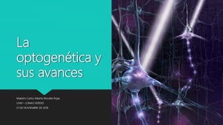 La
optogenética y
sus avances
Maestro Carlos Alberto Morales Rojas
UVM – LOMAS VERDES
21 DE NOVIEMBRE DE 2018
 
