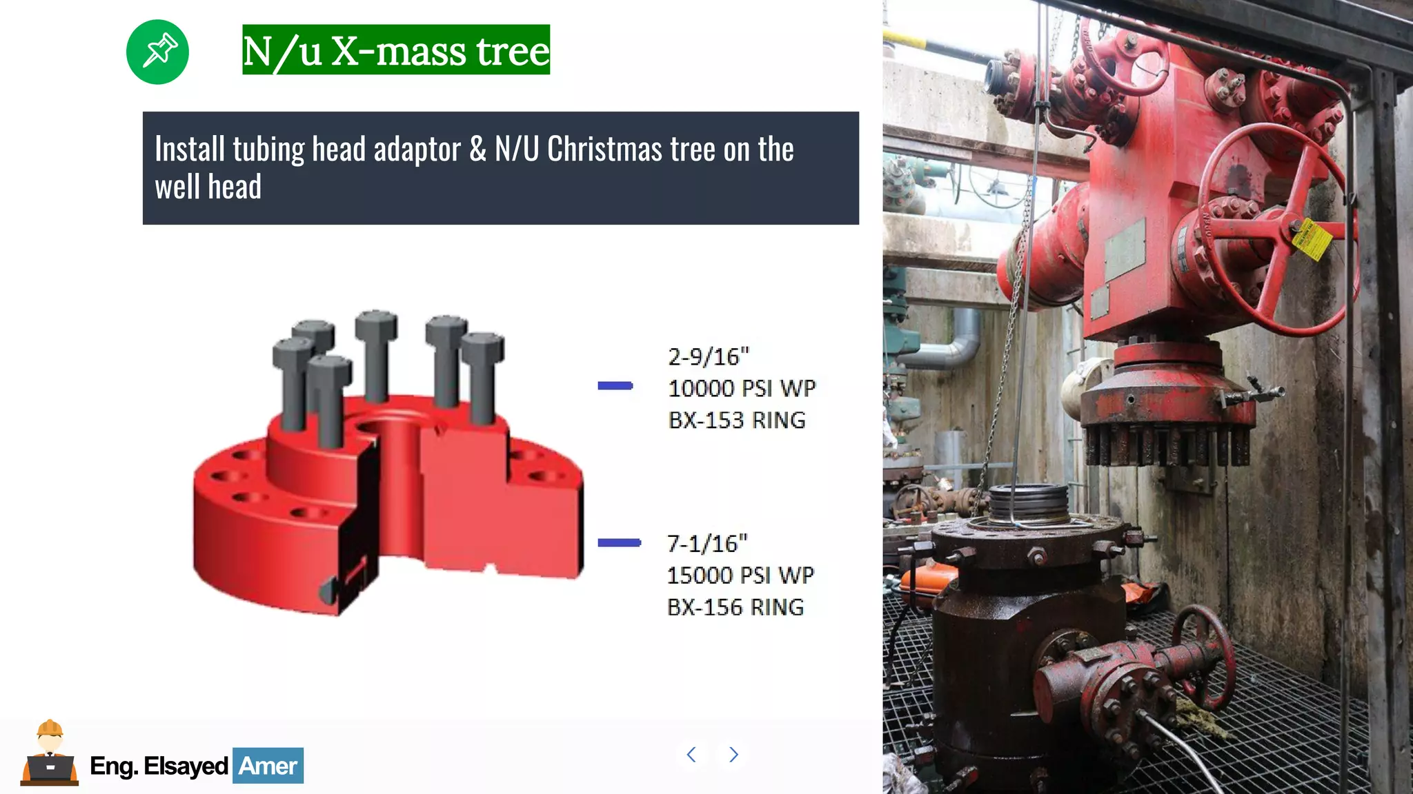 Eng.Elsayed Amer
P
A
G
E
168
Well
completion
Eng.Elsayed Amer
N/u X-mass tree
Install tubing head adaptor & N/U Christmas tree on the
well head
 