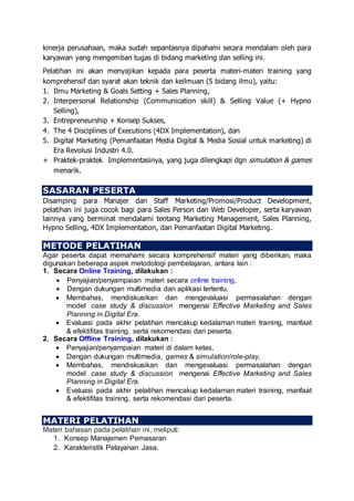 (2022) Silabus Pelatihan "Effective MARKETING & SALES PLANNING" In ...