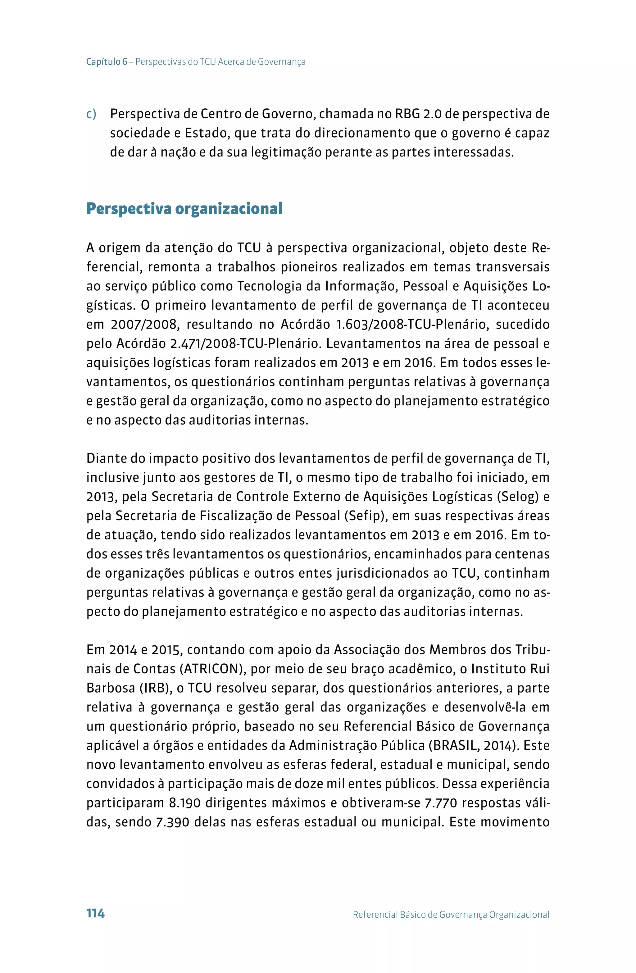 Referencial básico de governança tcu 3ª edição | PDF