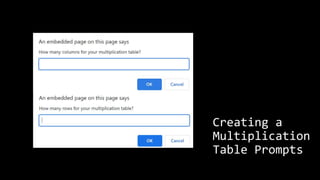 Creating a
Multiplication
Table Prompts
 