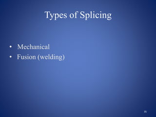 Types of Splicing
• Mechanical
• Fusion (welding)
35
 
