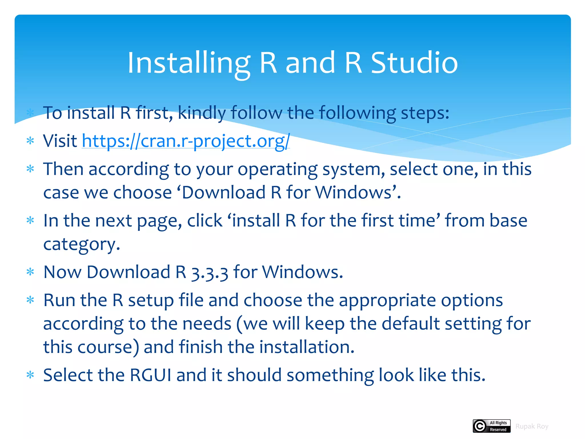 Introduction to R and R Studio | PDF