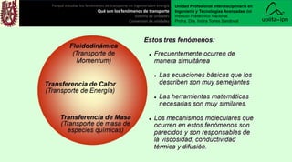 Porqué estudiar los fenómenos de transporte en ingeniería en energía
Qué son los fenómenos de transporte
Sistema de unidades
Conversión de unidades
Unidad Profesional Interdisciplinaria en
Ingeniería y Tecnologías Avanzadas del
Instituto Politécnico Nacional.
Profra. Dra. Indira Torres Sandoval
 