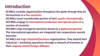 MULTINATIONAL CORPORATIONS #1 - Introduction, Definitions and Characteristics 