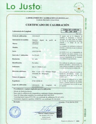 1.certificado de calibracion de rugosimetro