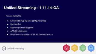 Unified Streaming 1.11.14-GA Highlights | PDF