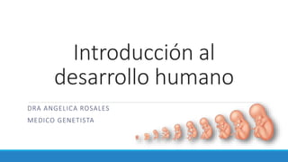 Introducción al
desarrollo humano
DRA ANGELICA ROSALES
MEDICO GENETISTA
 