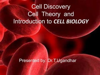Cell Discovery
Cell Theory and
Introduction to CELL BIOLOGY
Presented by: Dr.T.Ugandhar
 