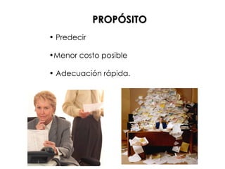 • Predecir
•Menor costo posible
• Adecuación rápida.
PROPÓSITO
PROPÓSITO
 