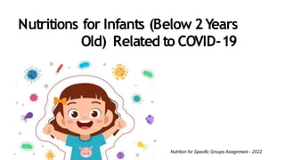 Nutritions for Infants (Below 2Years
Old) Related to COVID-19
Nutrition for Specific Groups Assignment - 2022
 