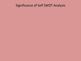 Significance of Self SWOT Analysis
 