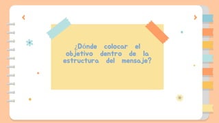 ¿Dónde colocar el
objetivo dentro de la
estructura del mensaje?
 