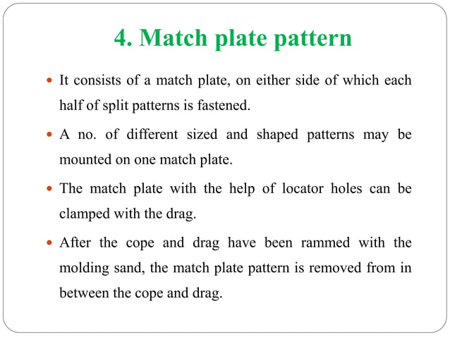 Types of patterns in sand casting | PPTX | Needlework | Arts and Crafts