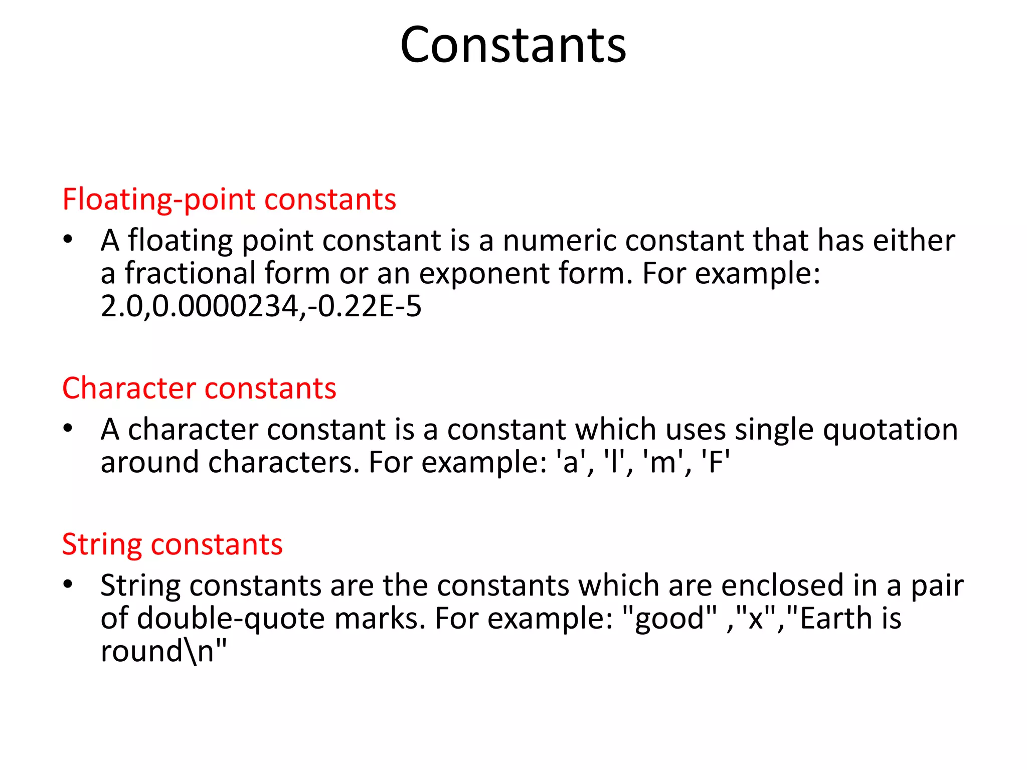 Basics of C | PPT | Programming Languages | Computing