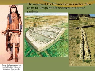 The Ancestral Pueblos used canals and earthen
dams to turn parts of the desert into fertile
gardens
 