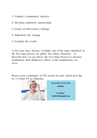 1. Conduct a community analysis.2. Develop community partnership | DOCX