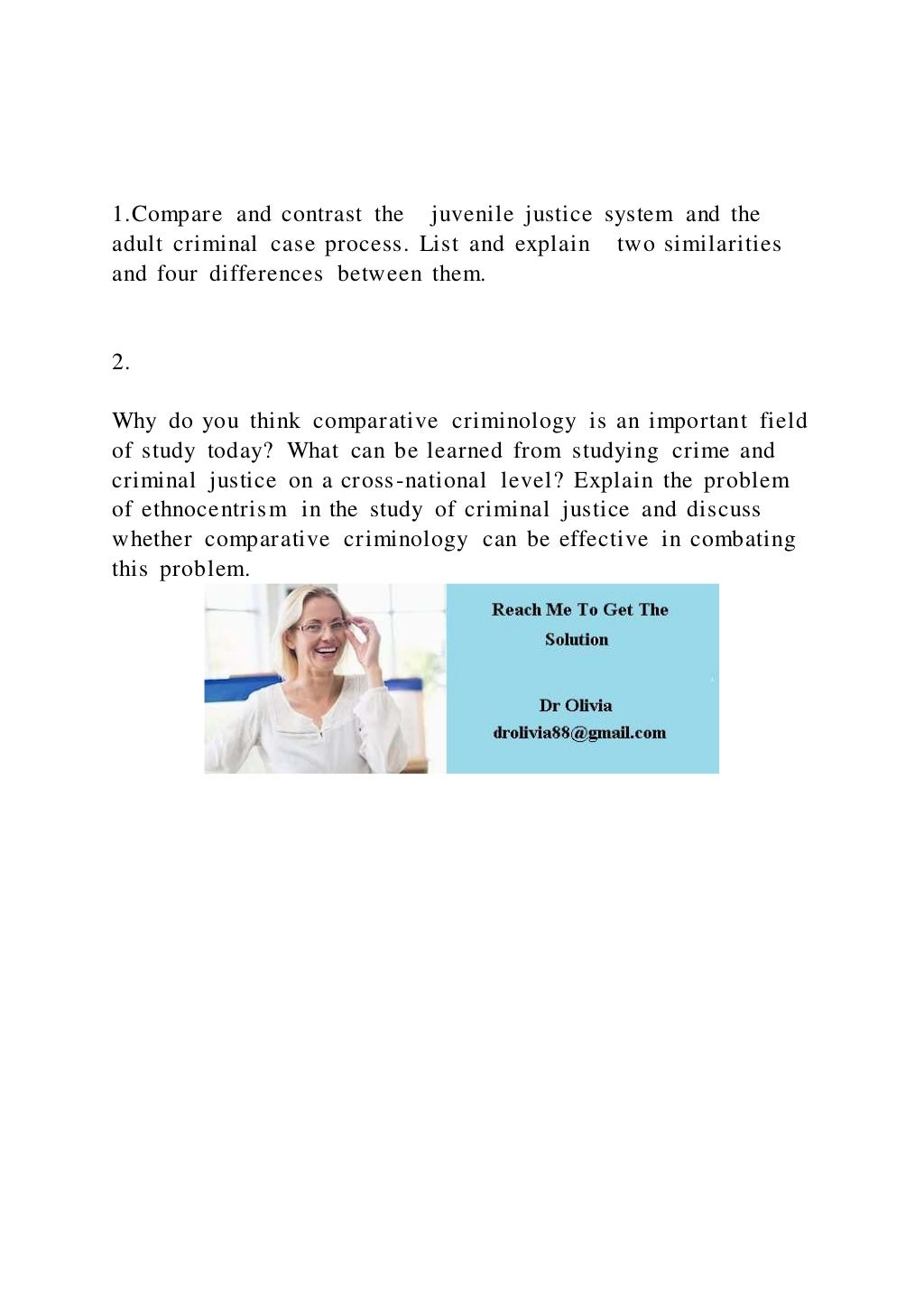 and contrast the juvenile justice system and the adu PDF