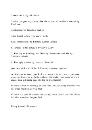 1.notes on a city of others2.what can you say about chocolate-co | PDF