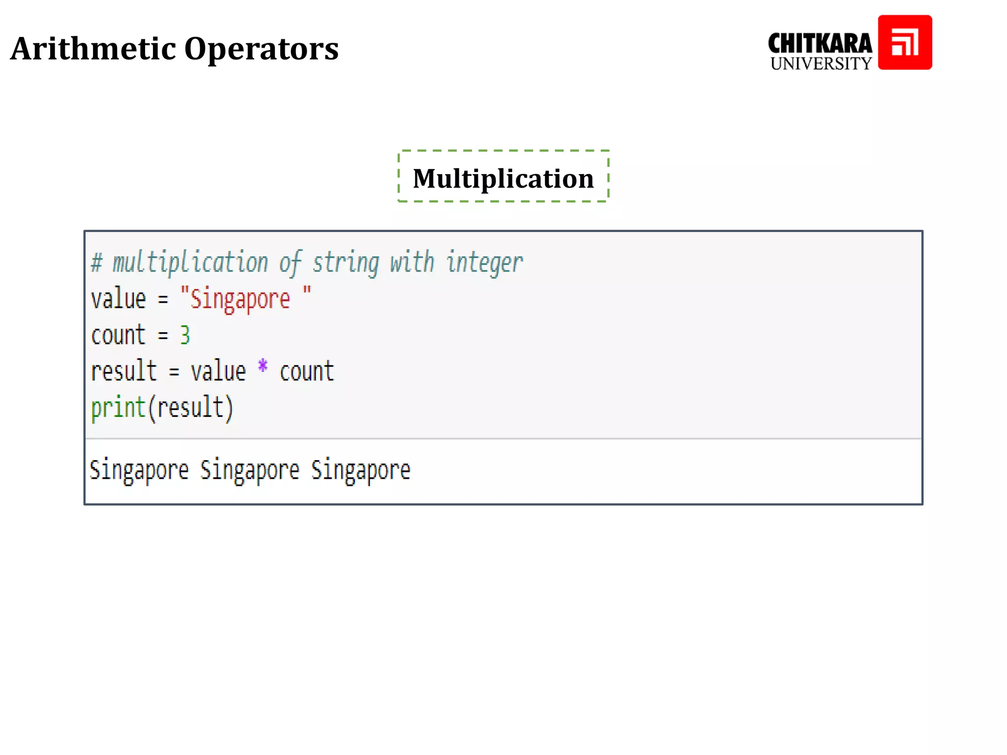 Arithmetic Operators Multiplication 