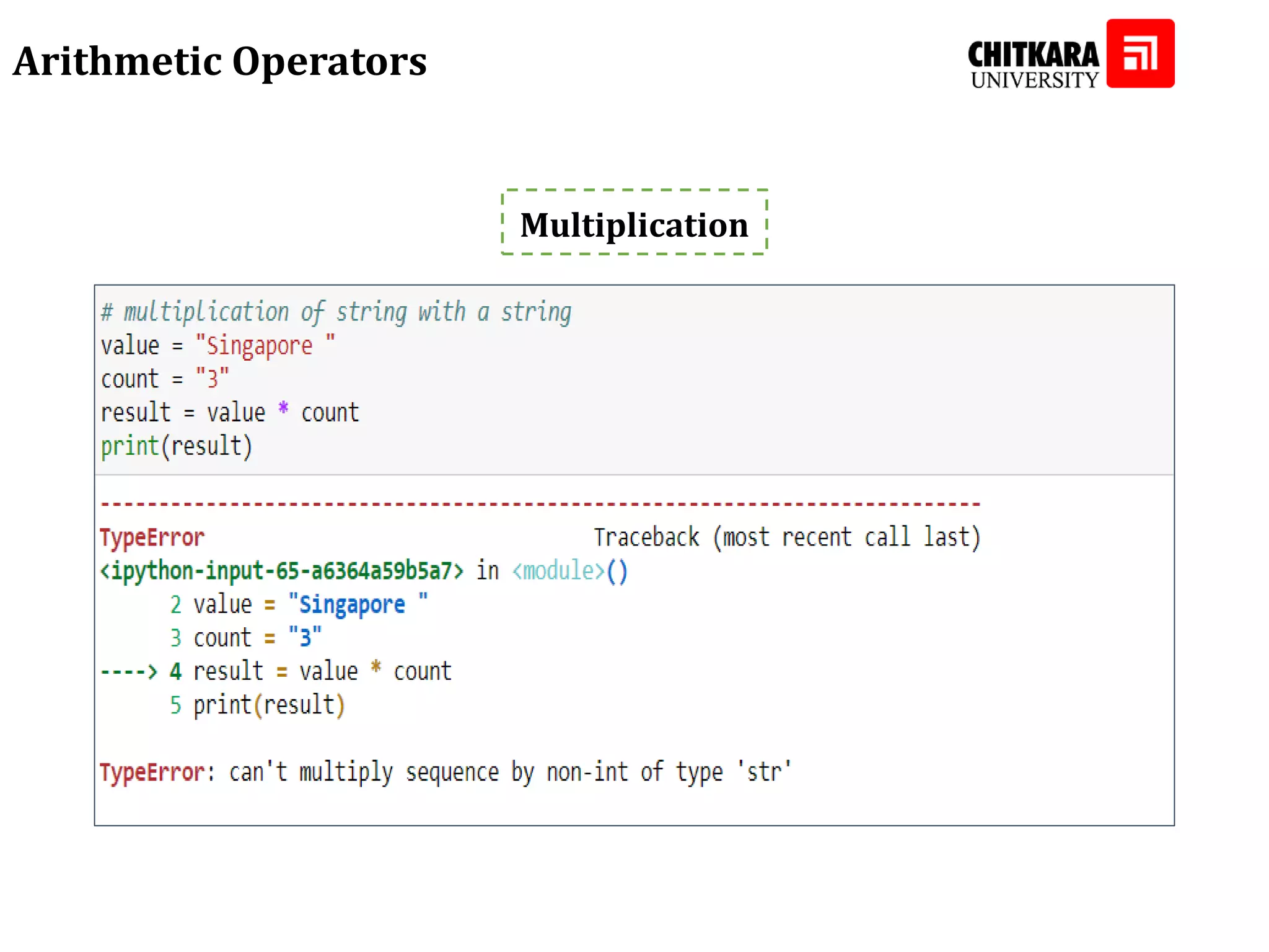 Arithmetic Operators Multiplication 