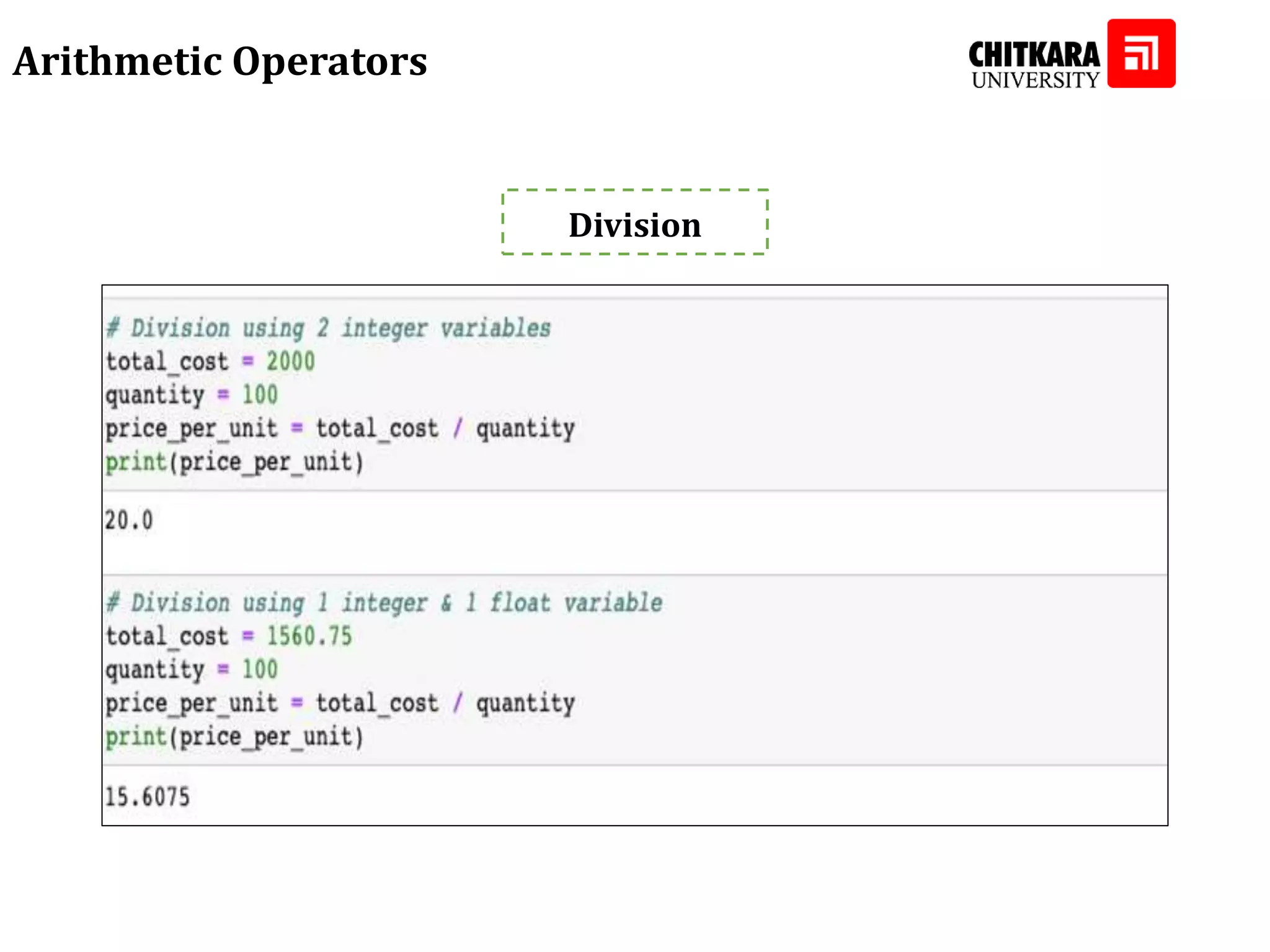 Arithmetic Operators Division 