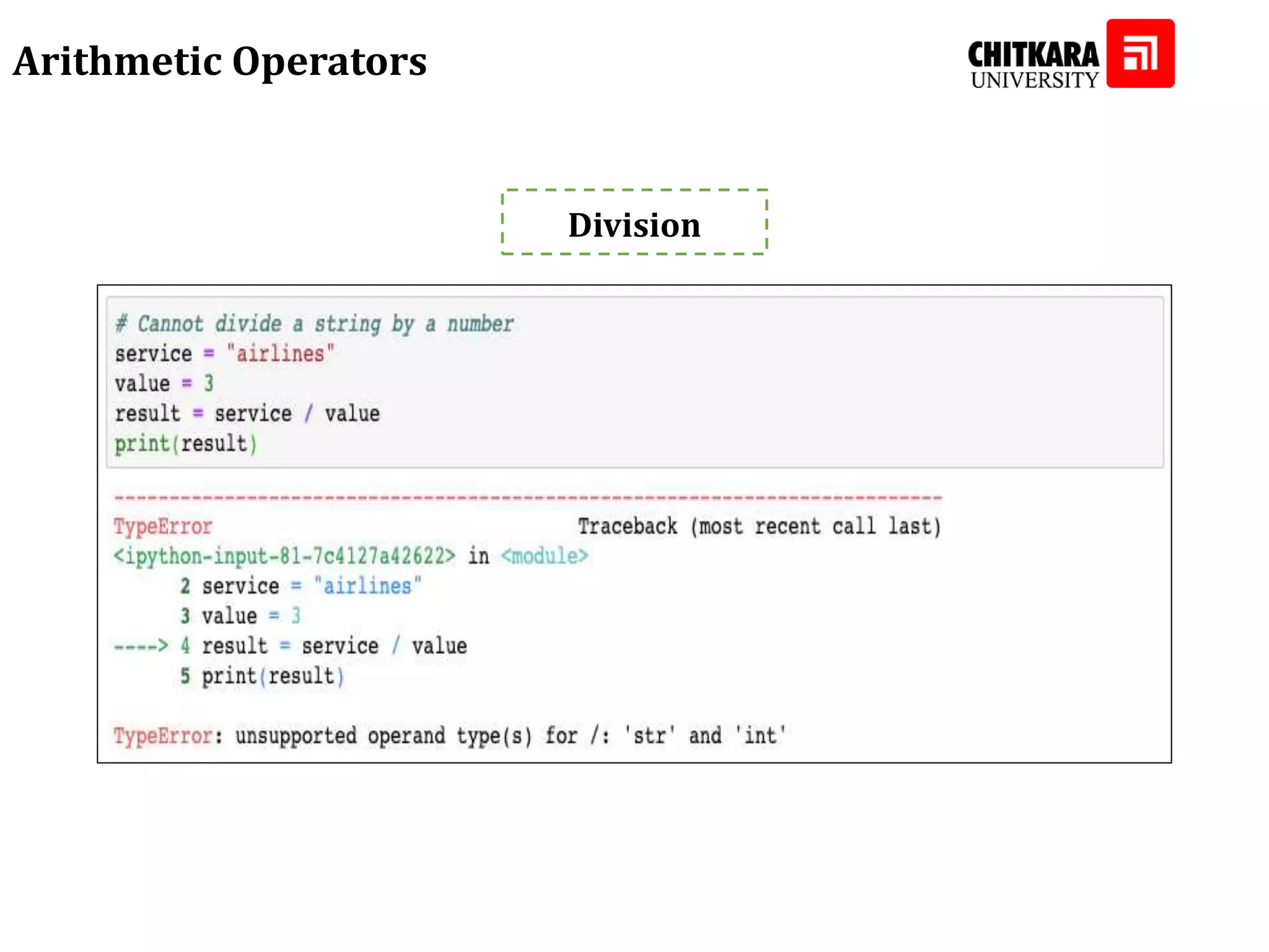 Arithmetic Operators Division 
