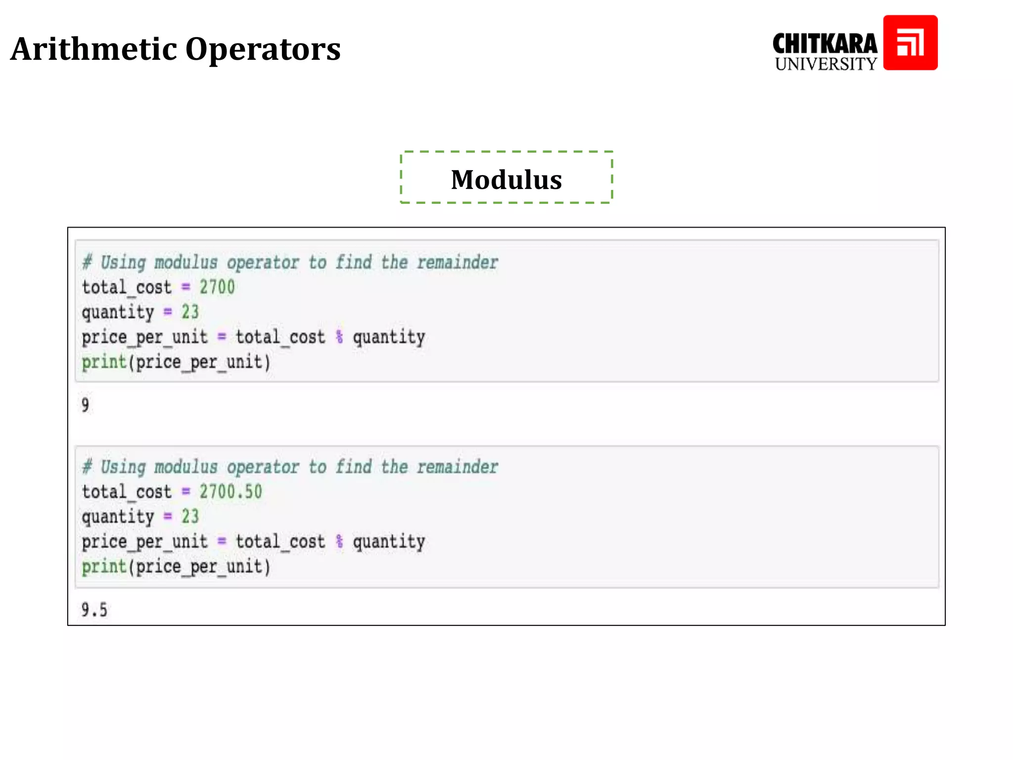 Arithmetic Operators Modulus 