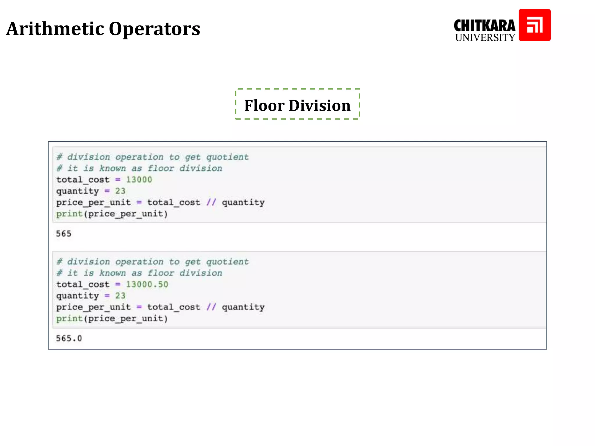 Arithmetic Operators Floor Division 