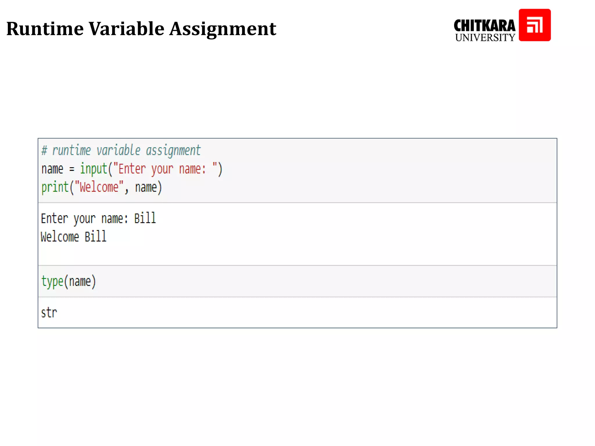 Runtime Variable Assignment 