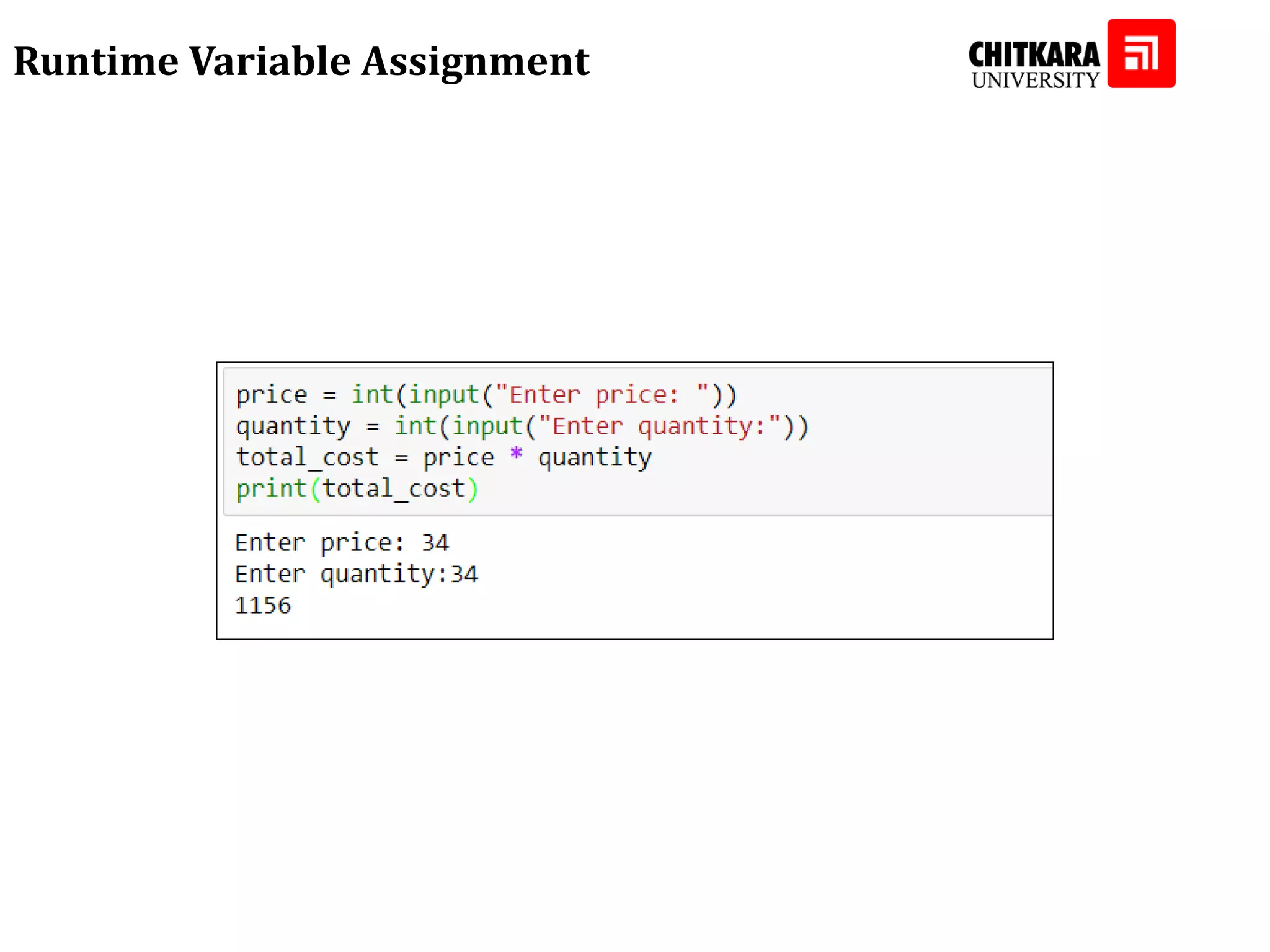 Runtime Variable Assignment 