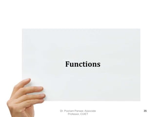 Functions
Dr. Poonam Panwar, Associate
Professor, CUIET
35
 