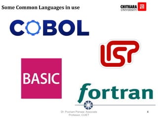 Some Common Languages in use
Dr. Poonam Panwar, Associate
Professor, CUIET
4
 