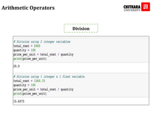Arithmetic Operators
Division
 